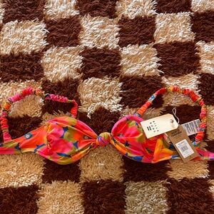 Billabong sunny coast Floral Bikini Top in Pink, Orange, Yellow, Blue